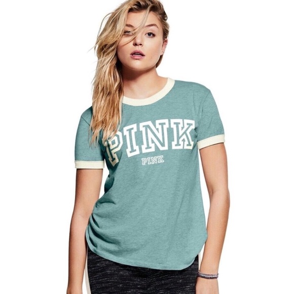 NWT Victoria's Secret PINK Ringer Crew Tee XS - Picture 1 of 6